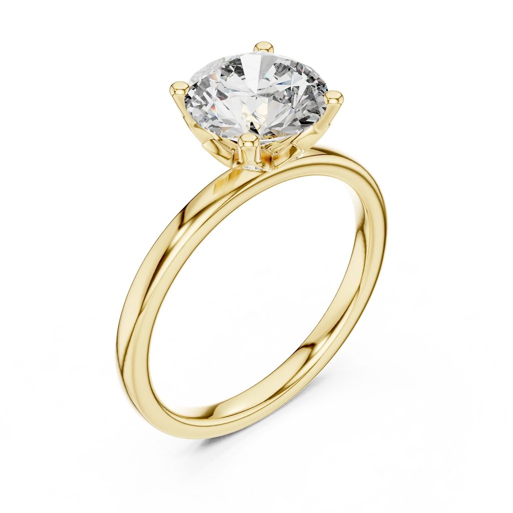 18K Gold Round Lab Grown Diamond Hidden Hollow Engagement Ring 2.14 CT