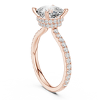 Cushion Cut Moissanite 3.76 CTW Double Hidden Halo Engagement Diamond Ring with 14K White Gold