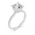 Cushion Cut Moissanite 3.76 CTW Double Hidden Halo Engagement Diamond Ring with 14K White Gold