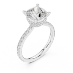 Cushion Cut Moissanite 3.76 CTW Double Hidden Halo Engagement Diamond Ring with 14K White Gold