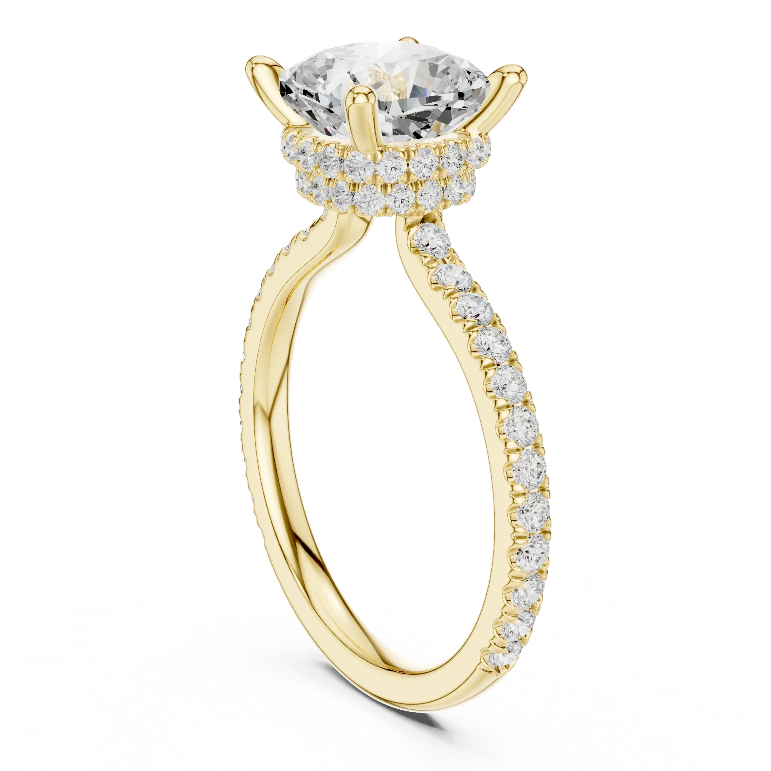 Cushion Cut Moissanite 3.76 CTW Double Hidden Halo Engagement Diamond Ring with 14K White Gold
