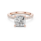 Cushion Cut Moissanite 3.76 CTW Double Hidden Halo Engagement Diamond Ring with 14K White Gold