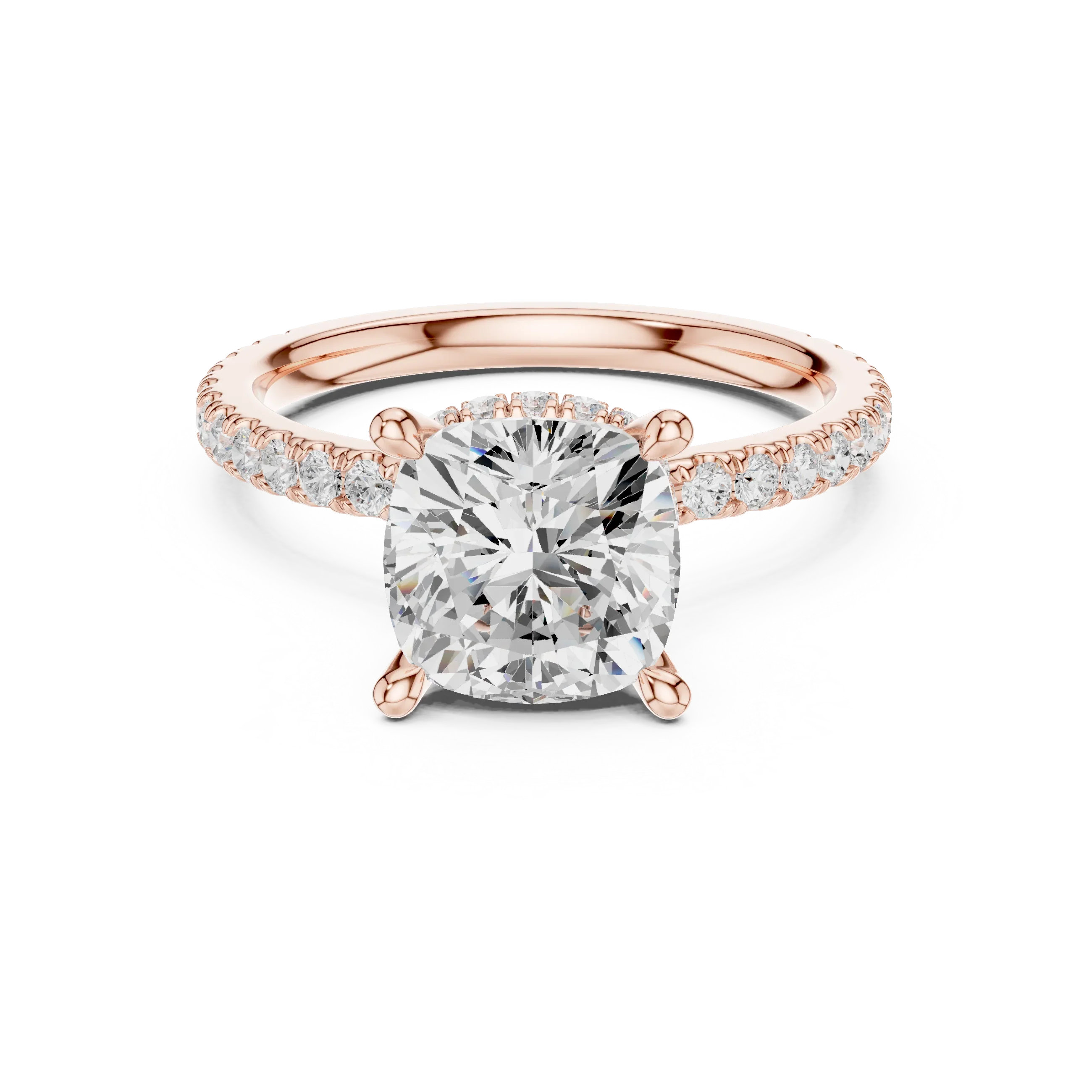 Cushion Cut Moissanite 3.76 CTW Double Hidden Halo Engagement Diamond Ring with 14K White Gold