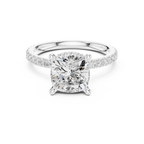 Cushion Cut Moissanite 3.76 CTW Double Hidden Halo Engagement Diamond Ring with 14K White Gold