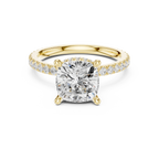 Cushion Cut Moissanite 3.76 CTW Double Hidden Halo Engagement Diamond Ring with 14K White Gold