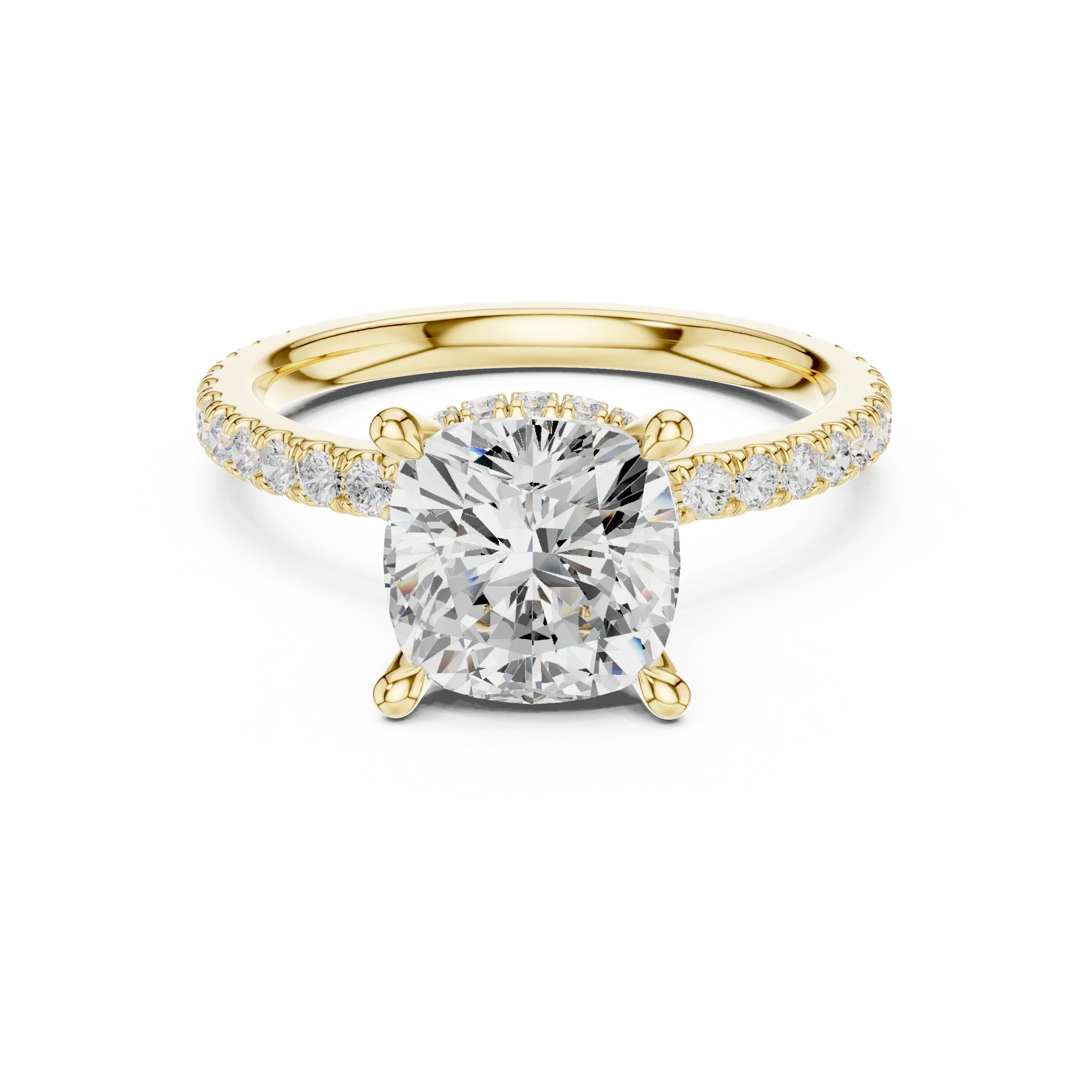 Cushion Cut Moissanite 3.76 CTW Double Hidden Halo Engagement Diamond Ring with 14K White Gold