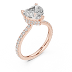Heart Cut Moissanite 3.76 CTW Double Hidden Halo Engagement Diamond Ring with 14K White Gold