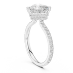 Heart Cut Moissanite 3.76 CTW Double Hidden Halo Engagement Diamond Ring with 14K White Gold