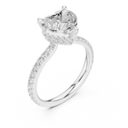 Heart Cut Moissanite 3.76 CTW Double Hidden Halo Engagement Diamond Ring with 14K White Gold