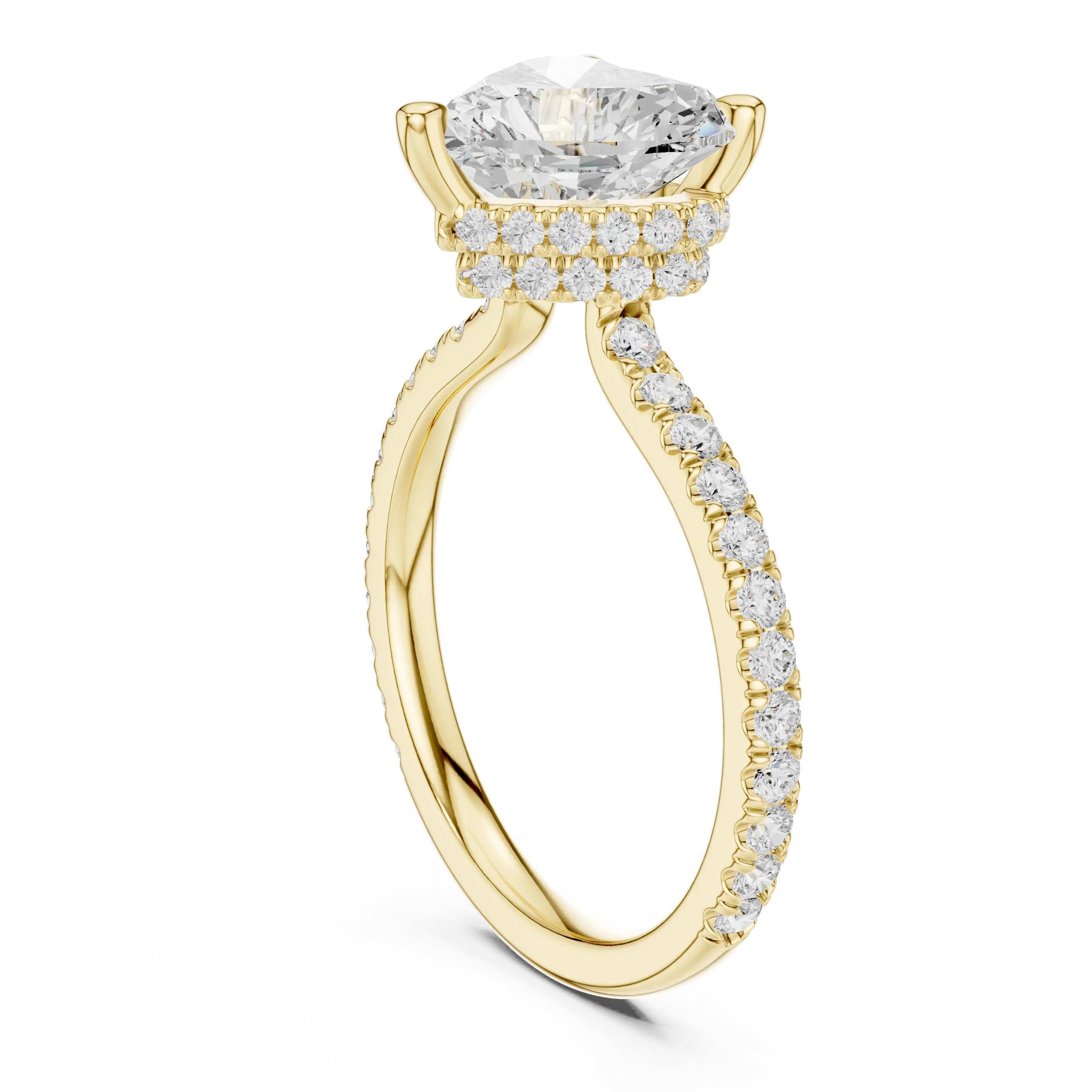 Heart Cut Moissanite 3.76 CTW Double Hidden Halo Engagement Diamond Ring with 14K White Gold