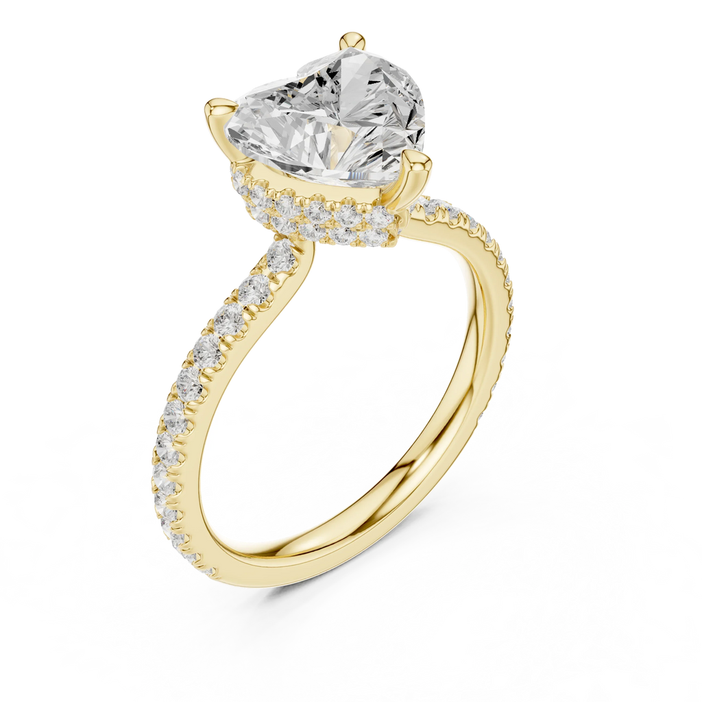 Heart Cut Moissanite 3.76 CTW Double Hidden Halo Engagement Diamond Ring with 14K White Gold