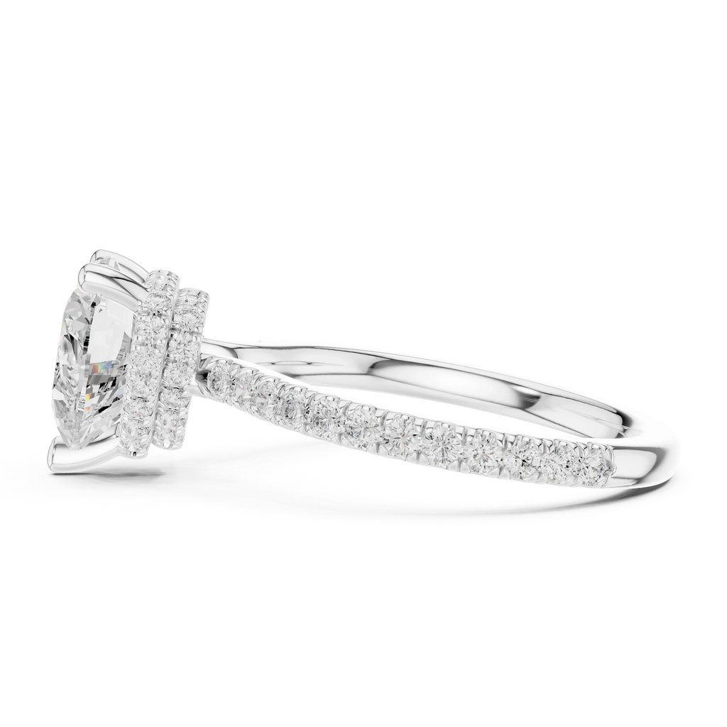 Heart Cut Moissanite 3.76 CTW Double Hidden Halo Engagement Diamond Ring with 14K White Gold