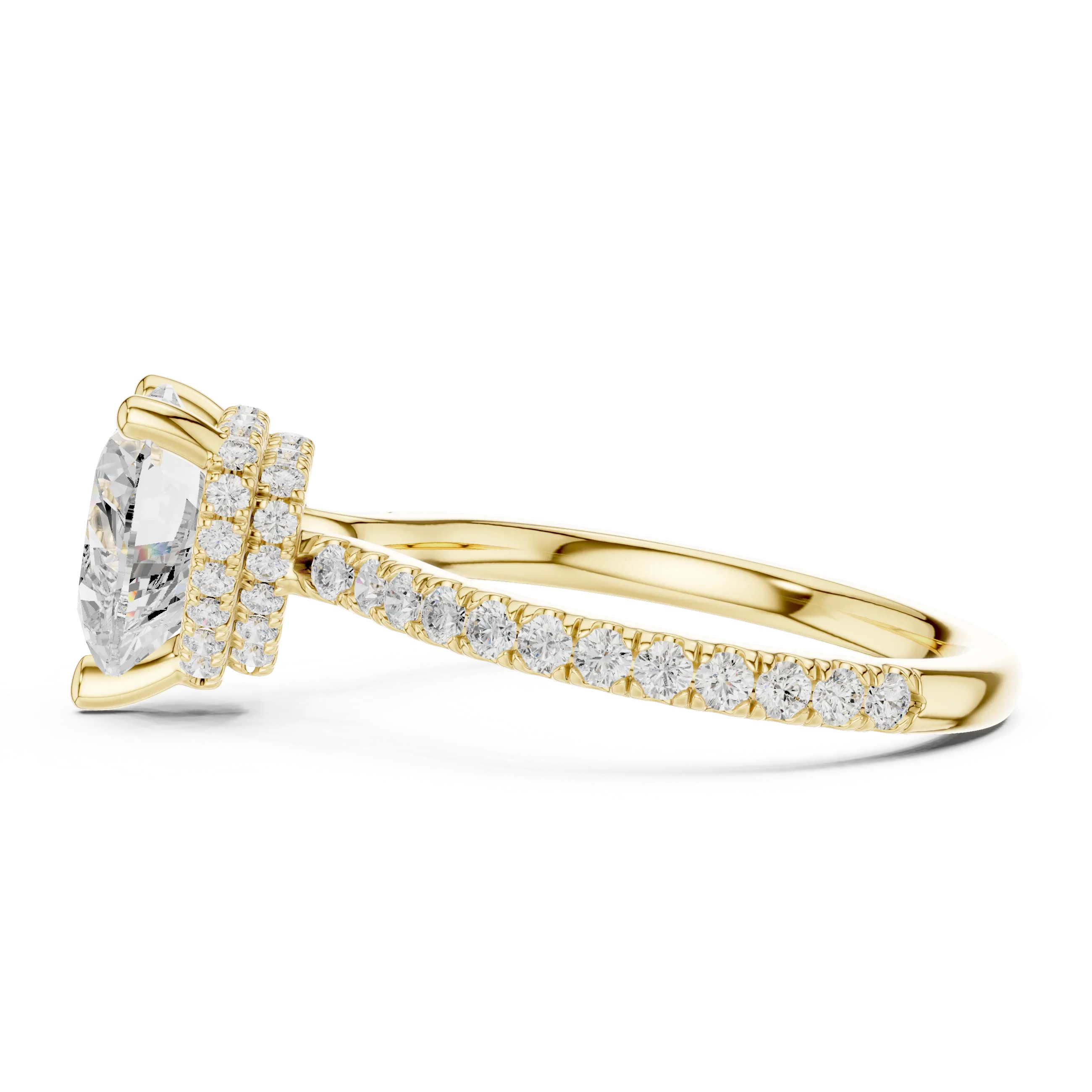 Heart Cut Moissanite 3.76 CTW Double Hidden Halo Engagement Diamond Ring with 14K White Gold