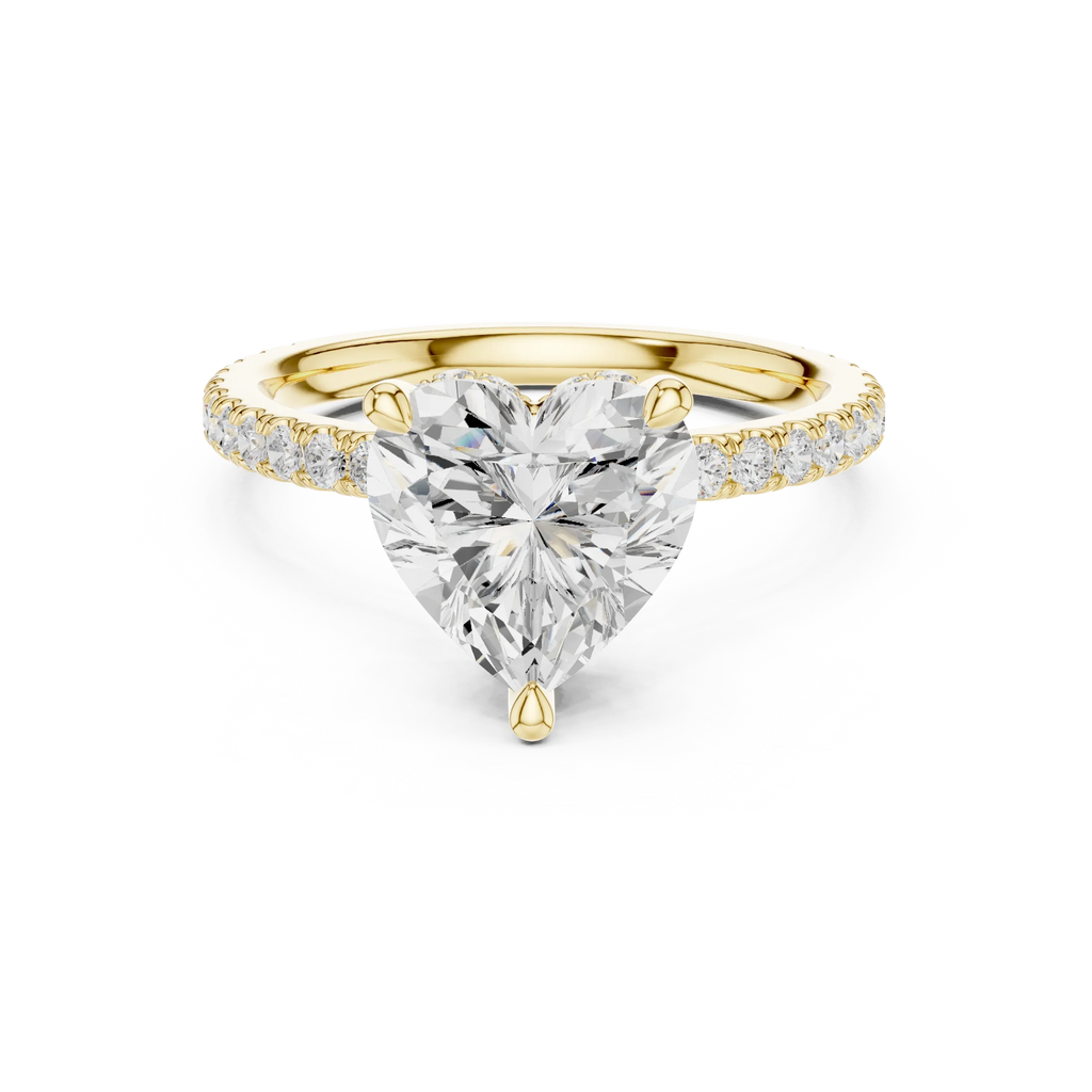 Heart Cut Moissanite 3.76 CTW Double Hidden Halo Engagement Diamond Ring with 14K White Gold