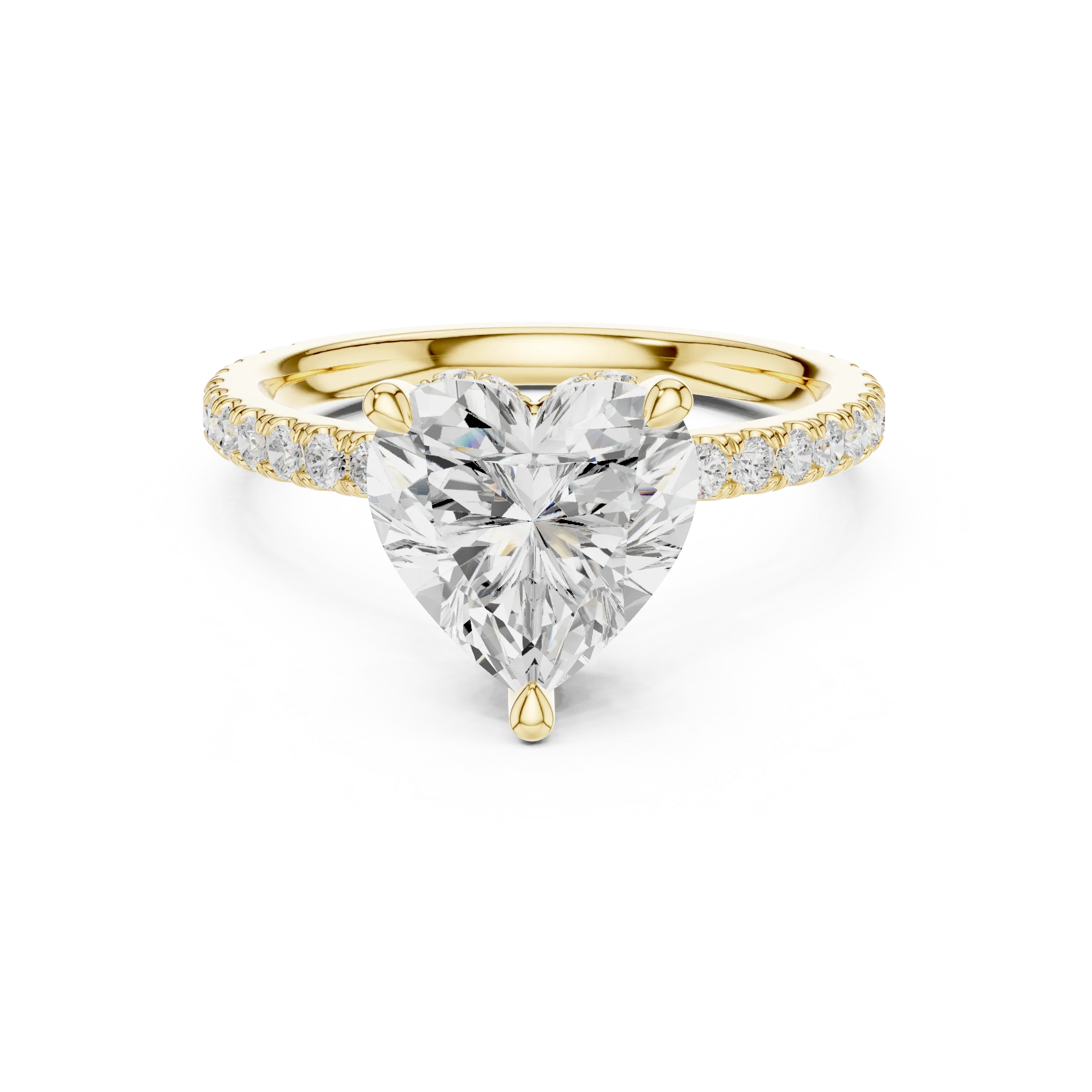 Heart Cut Moissanite 3.76 CTW Double Hidden Halo Engagement Diamond Ring with 14K White Gold