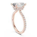Radiant Cut Moissanite 3.76 CTW Double Hidden Halo Engagement Diamond Ring with 14K White Gold