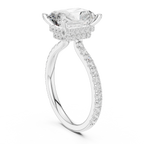 Radiant Cut Moissanite 3.76 CTW Double Hidden Halo Engagement Diamond Ring with 14K White Gold