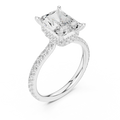 Radiant Cut Moissanite 3.76 CTW Double Hidden Halo Engagement Diamond Ring with 14K White Gold