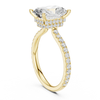 Radiant Cut Moissanite 3.76 CTW Double Hidden Halo Engagement Diamond Ring with 14K White Gold