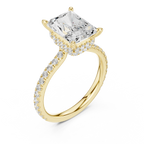 Radiant Cut Moissanite 3.76 CTW Double Hidden Halo Engagement Diamond Ring with 14K White Gold
