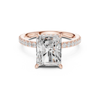 Radiant Cut Moissanite 3.76 CTW Double Hidden Halo Engagement Diamond Ring with 14K White Gold
