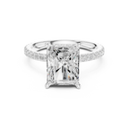 Radiant Cut Moissanite 3.76 CTW Double Hidden Halo Engagement Diamond Ring with 14K White Gold
