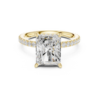 Radiant Cut Moissanite 3.76 CTW Double Hidden Halo Engagement Diamond Ring with 14K White Gold