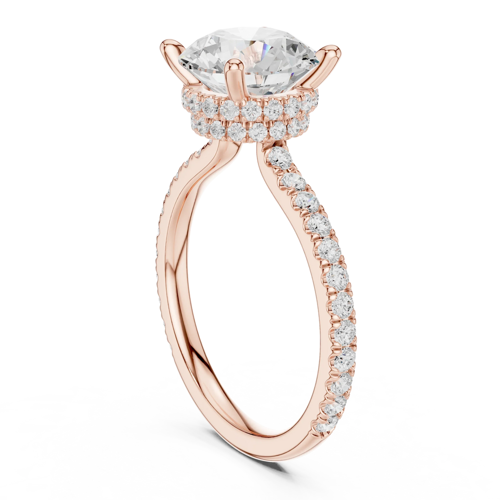 Round Cut Moissanite 3.76 CTW Double Hidden Halo Engagement Diamond Ring with 14K White Gold