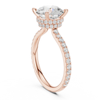 Round Cut Moissanite 3.76 CTW Double Hidden Halo Engagement Diamond Ring with 14K White Gold