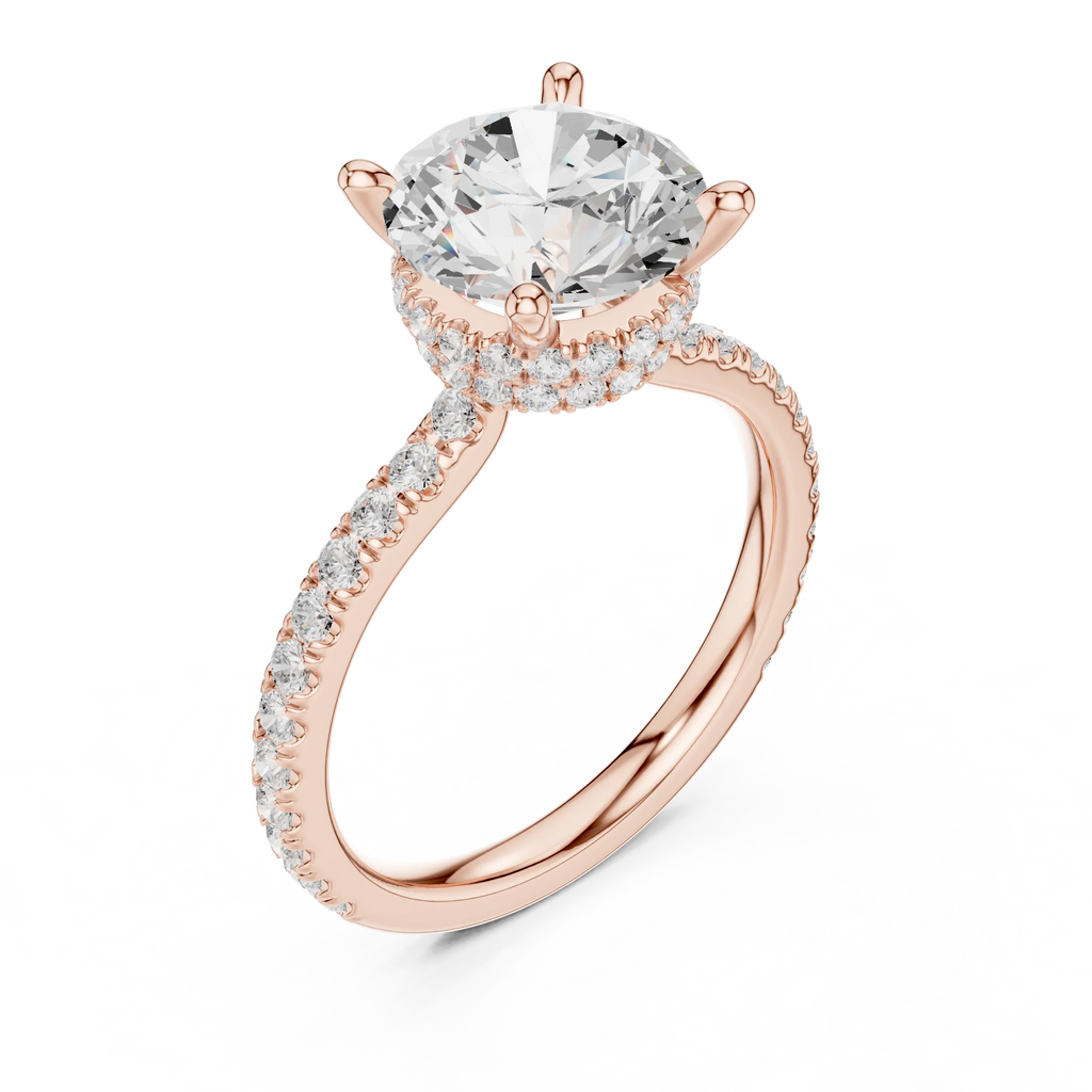 Round Cut Moissanite 3.76 CTW Double Hidden Halo Engagement Diamond Ring with 14K White Gold