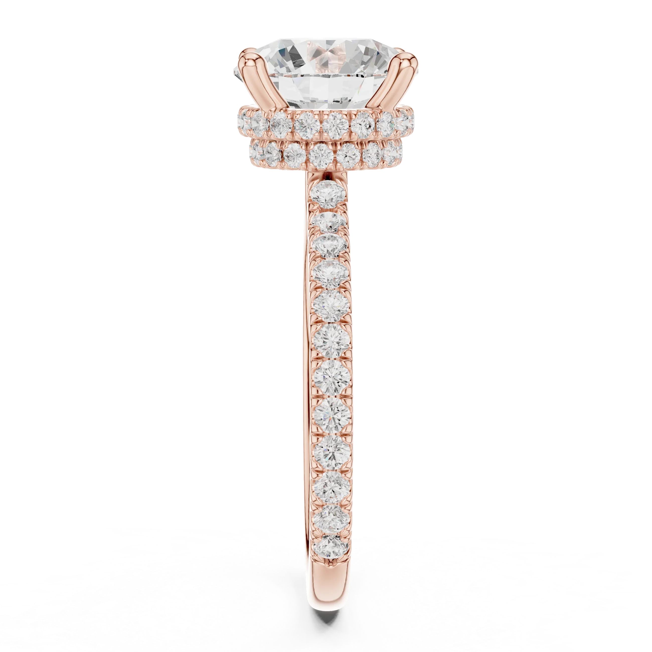 Round Cut Moissanite 3.76 CTW Double Hidden Halo Engagement Diamond Ring with 14K White Gold