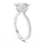 Round Cut Moissanite 3.76 CTW Double Hidden Halo Engagement Diamond Ring with 14K White Gold