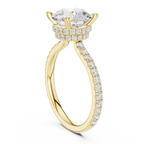 Round Cut Moissanite 3.76 CTW Double Hidden Halo Engagement Diamond Ring with 14K White Gold