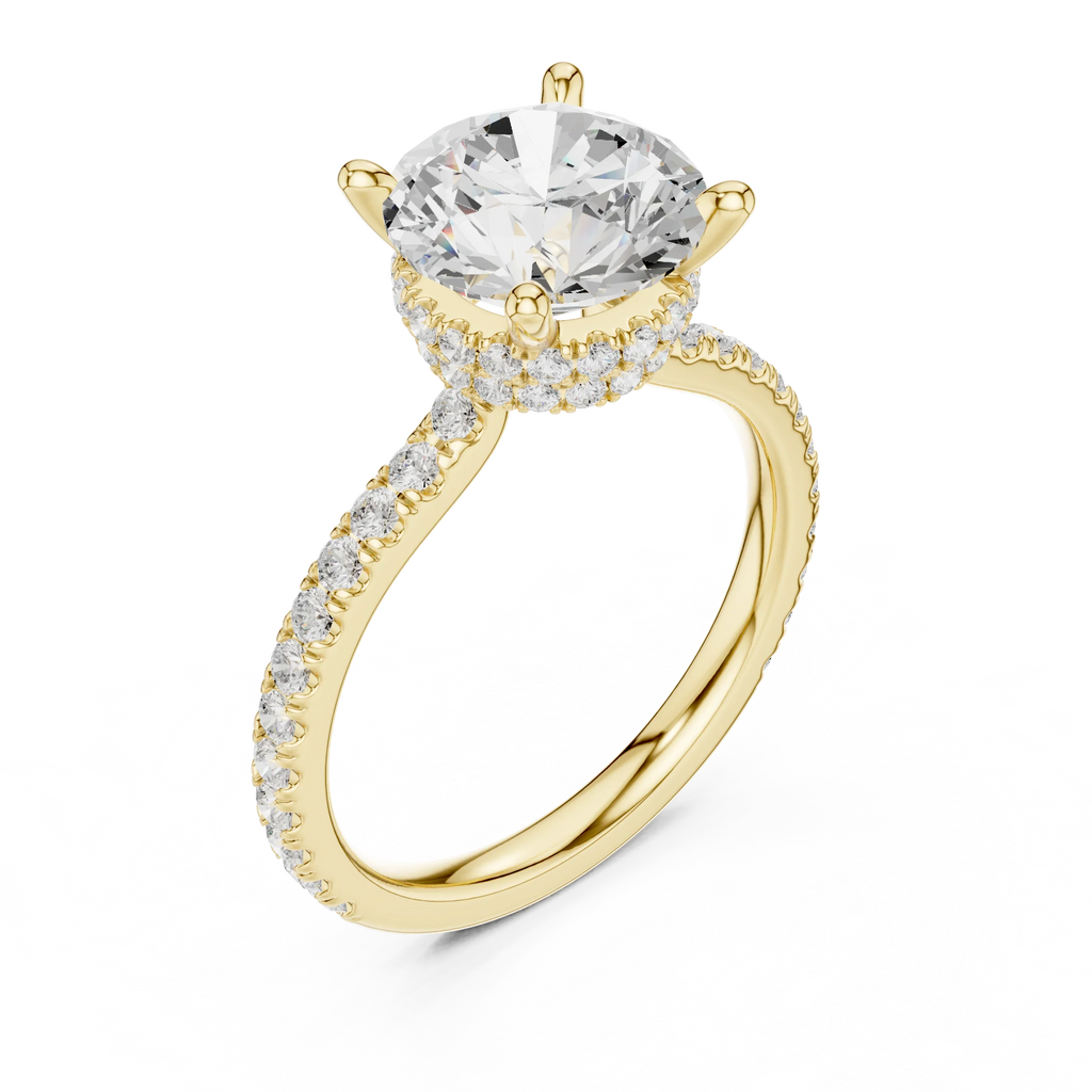 Round Cut Moissanite 3.76 CTW Double Hidden Halo Engagement Diamond Ring with 14K White Gold