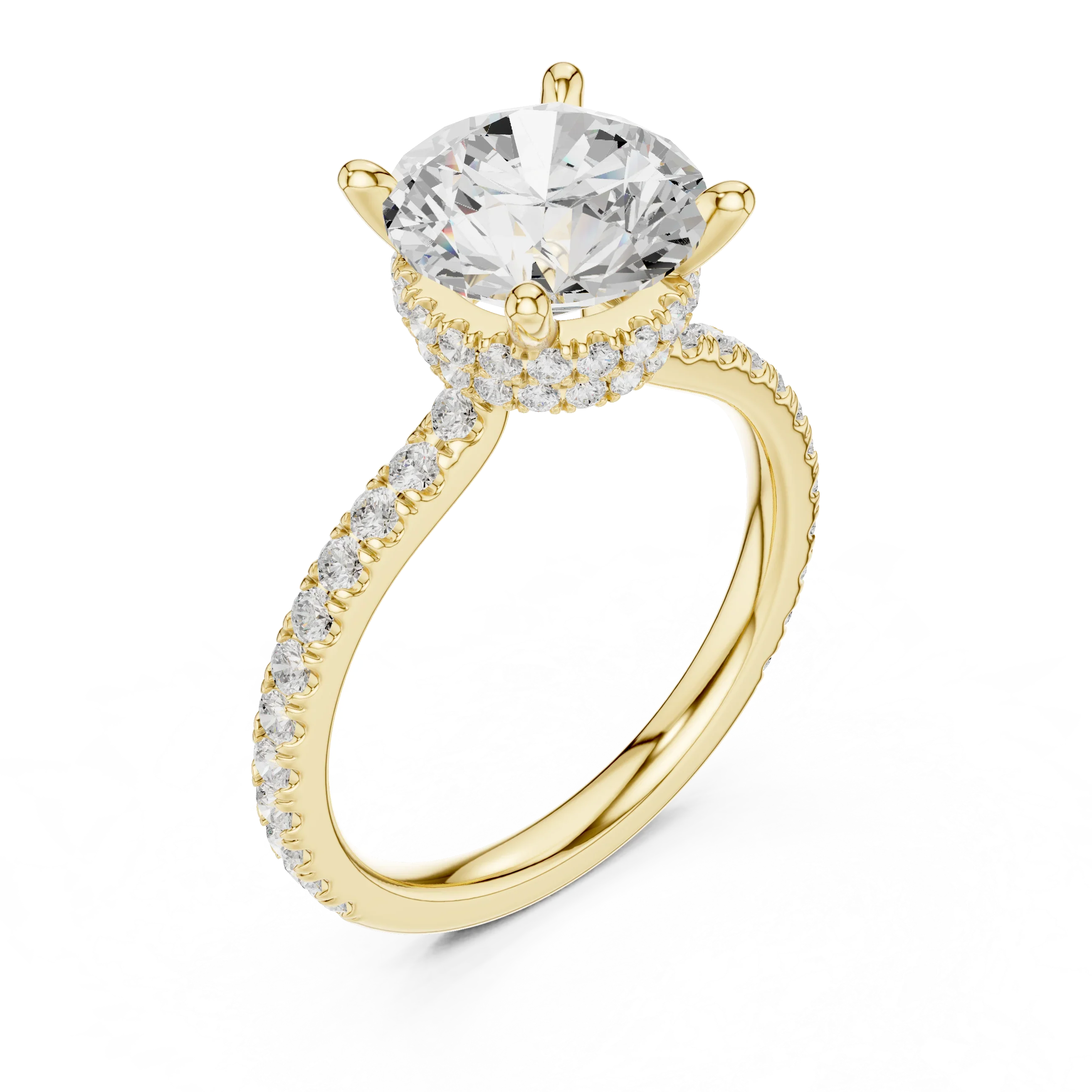 Round Cut Moissanite 3.76 CTW Double Hidden Halo Engagement Diamond Ring with 14K White Gold