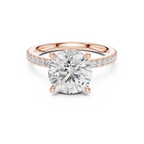 Round Cut Moissanite 3.76 CTW Double Hidden Halo Engagement Diamond Ring with 14K White Gold