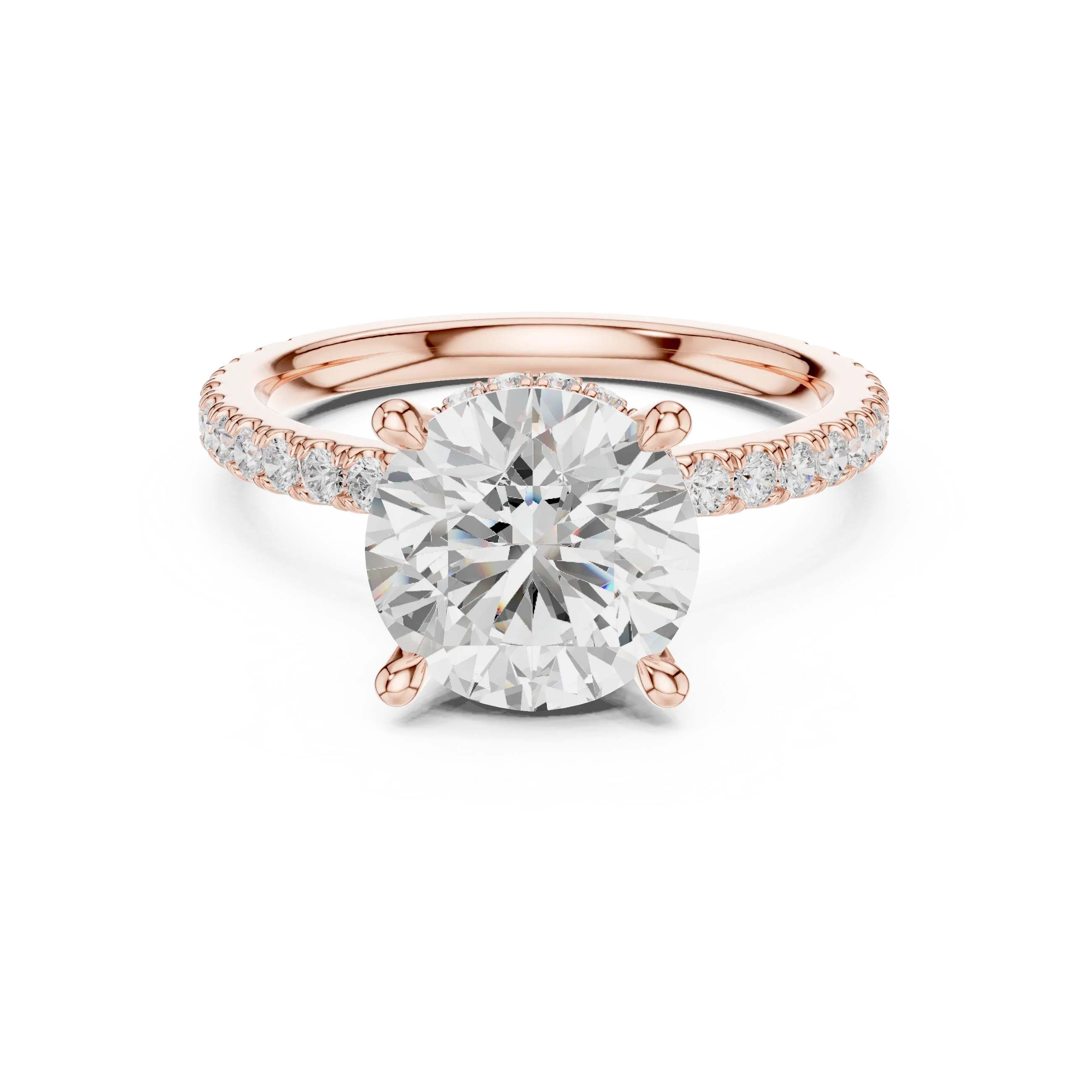 Round Cut Moissanite 3.76 CTW Double Hidden Halo Engagement Diamond Ring with 14K White Gold