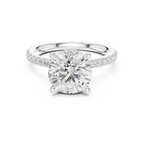Round Cut Moissanite 3.76 CTW Double Hidden Halo Engagement Diamond Ring with 14K White Gold