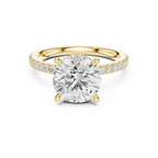 Round Cut Moissanite 3.76 CTW Double Hidden Halo Engagement Diamond Ring with 14K White Gold