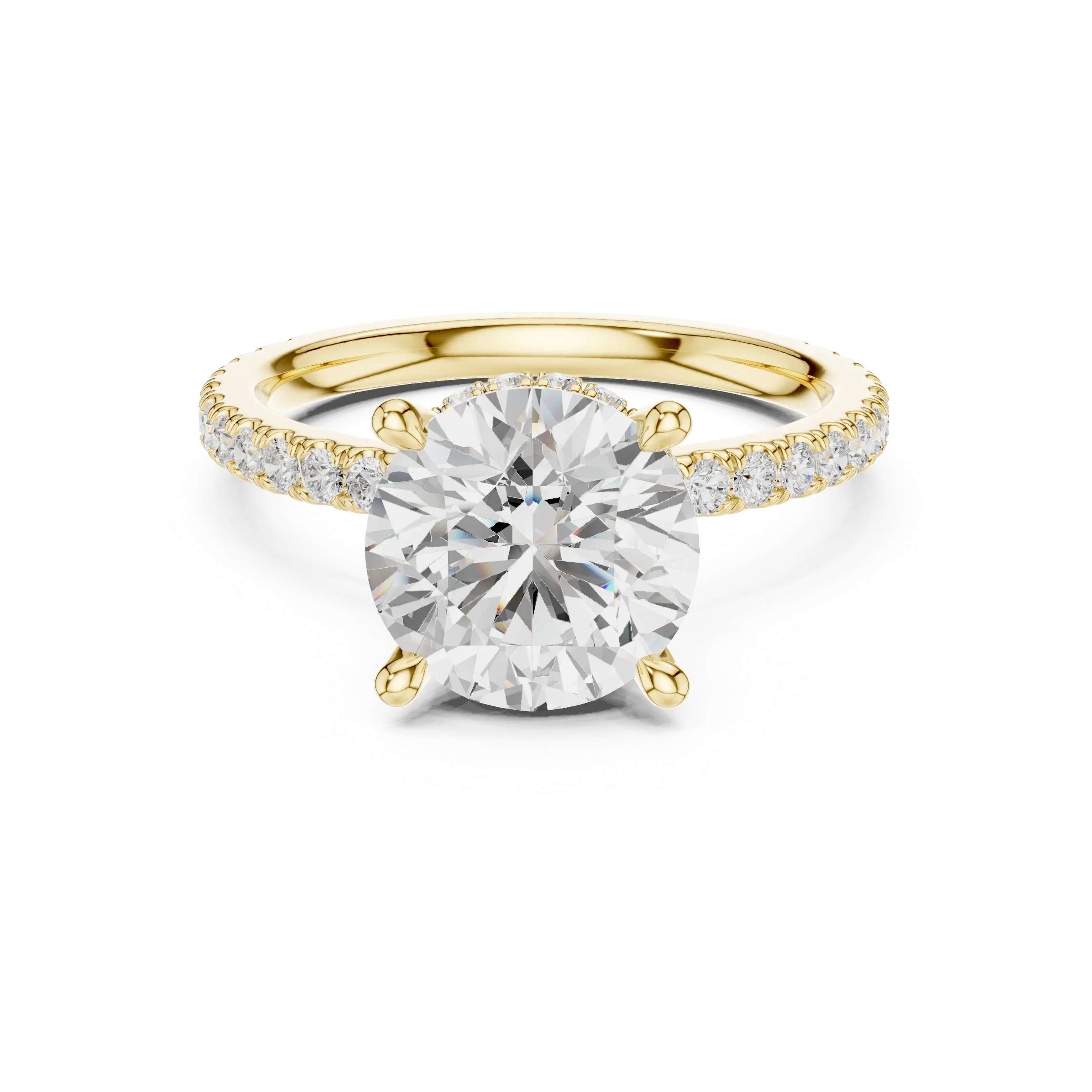 Round Cut Moissanite 3.76 CTW Double Hidden Halo Engagement Diamond Ring with 14K White Gold