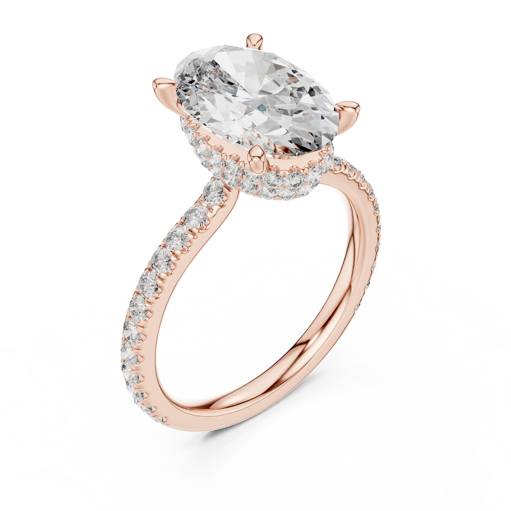 3.74 CT Oval Moissanite Hidden Halo D Color White Gold Ring