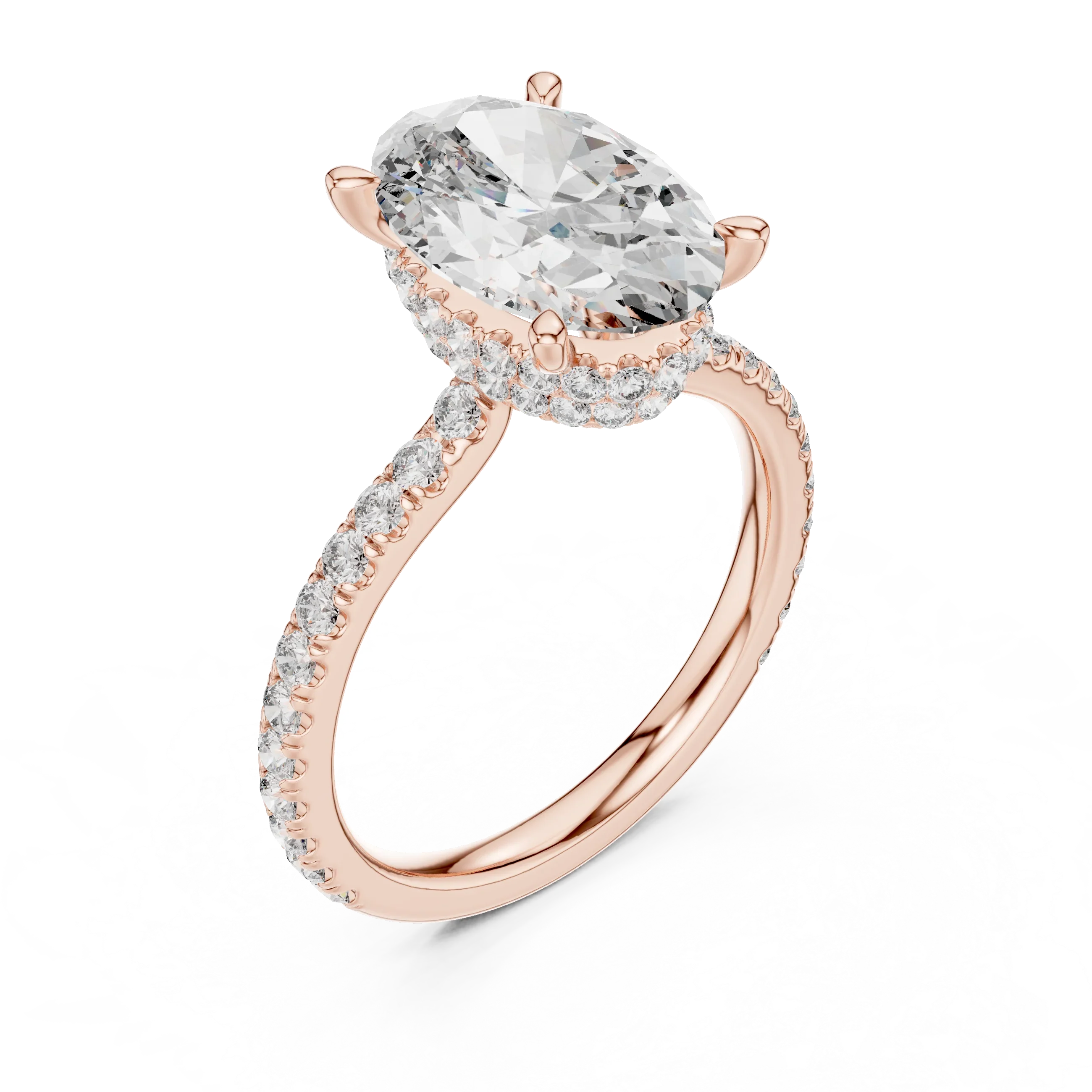3.74 CT Oval Moissanite Hidden Halo D Color White Gold Ring