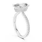 3.74 CT Oval Moissanite Hidden Halo D Color White Gold Ring