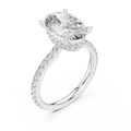 3.74 CT Oval Moissanite Hidden Halo D Color White Gold Ring