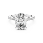 3.74 CT Oval Moissanite Hidden Halo D Color White Gold Ring