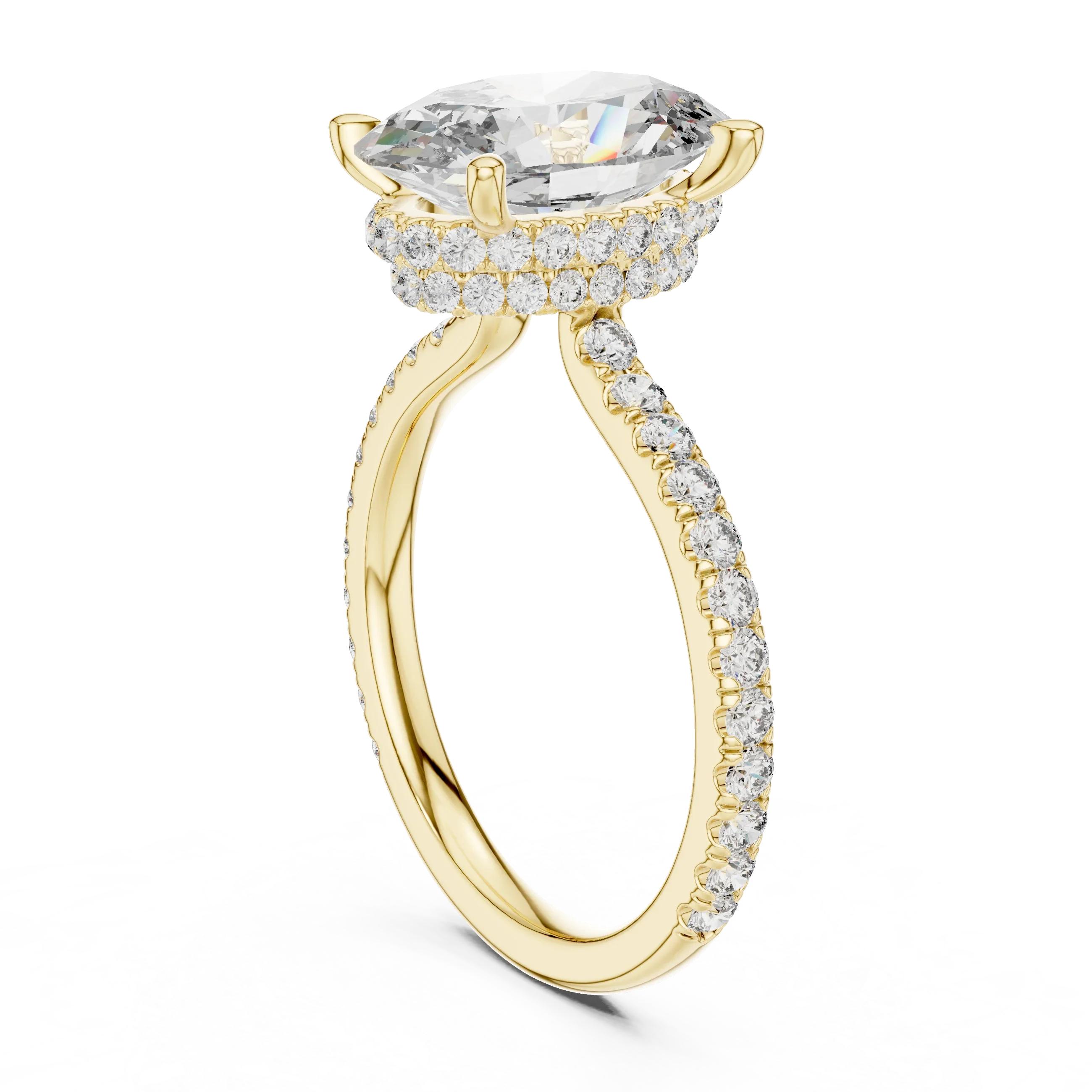 3.74 CT Oval Moissanite Hidden Halo D Color White Gold Ring