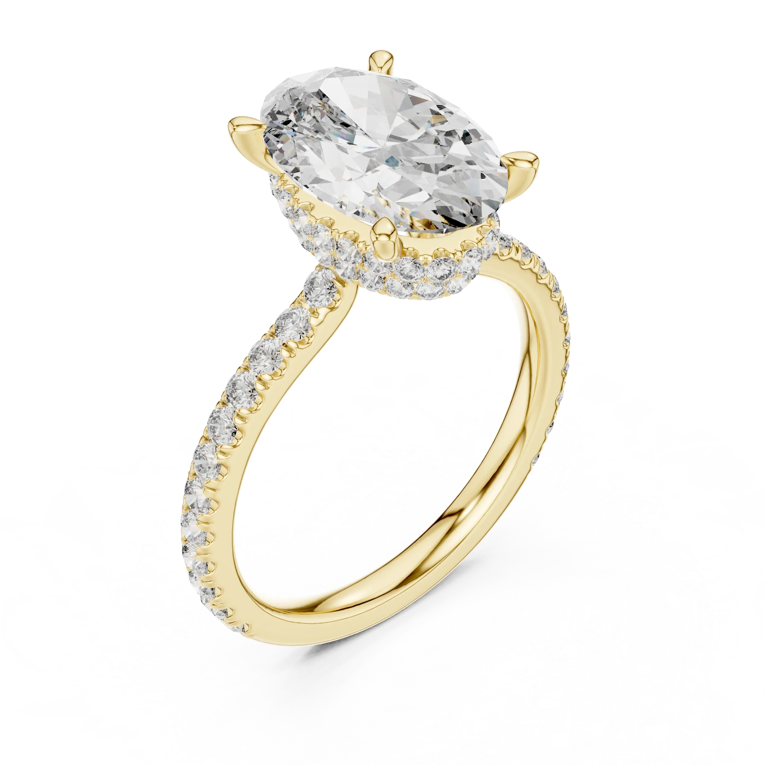 3.74 CT Oval Moissanite Hidden Halo D Color White Gold Ring