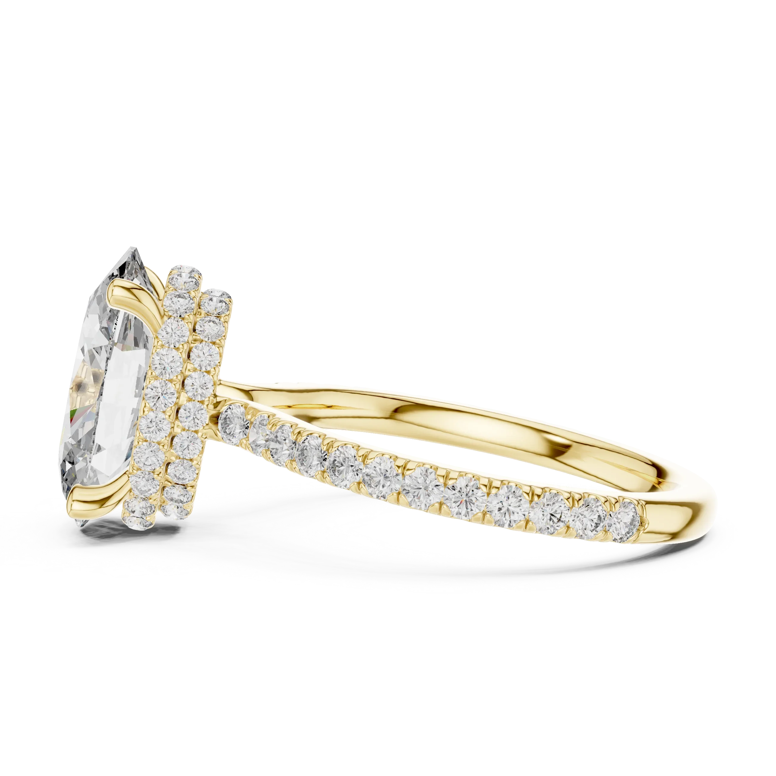 3.74 CT Oval Moissanite Hidden Halo D Color White Gold Ring
