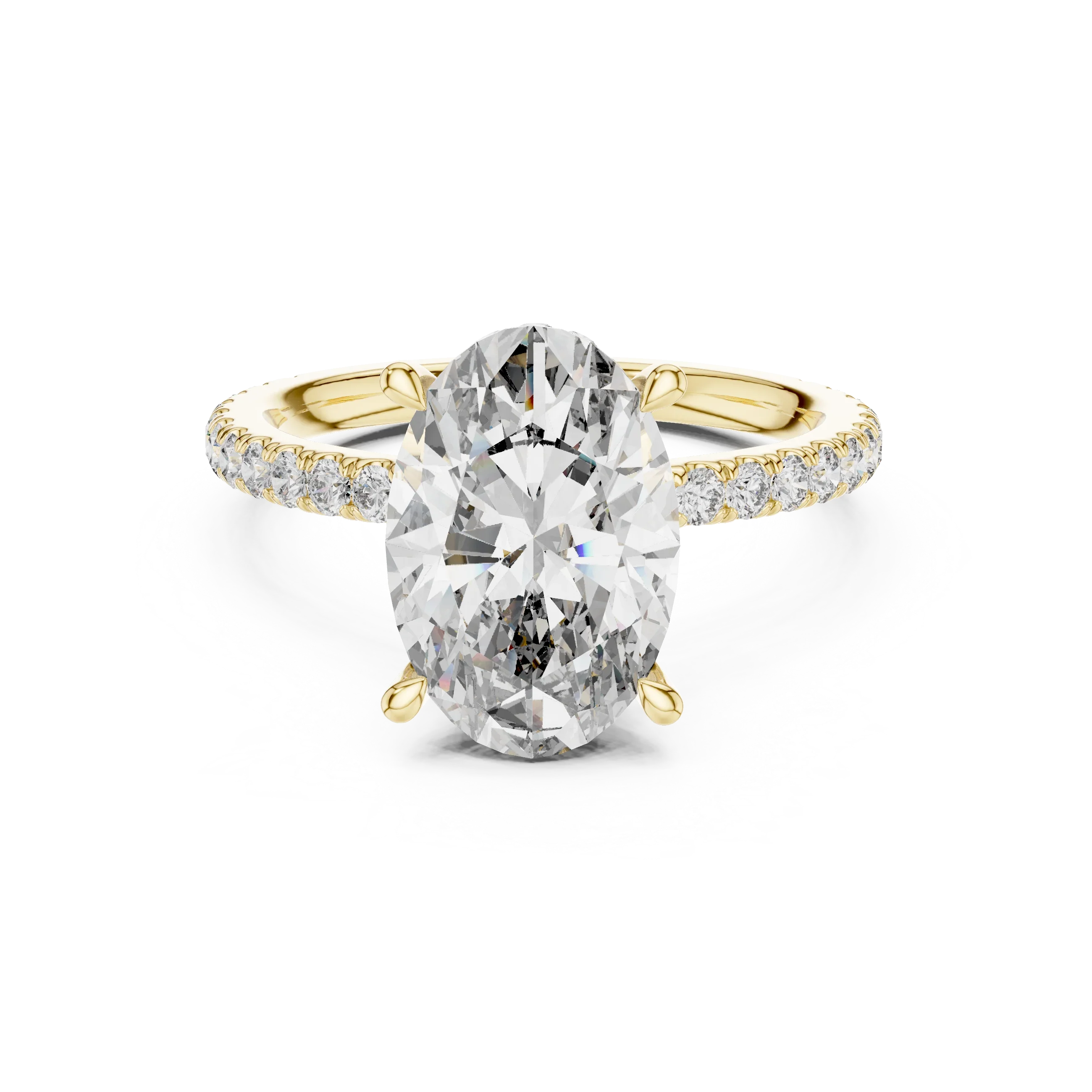 3.74 CT Oval Moissanite Hidden Halo D Color White Gold Ring