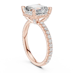 Asscher Cut Hidden Halo Engagement Ring with Pavé Diamond Band